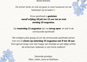 Zomersluiting en heropening! 